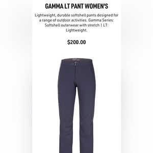 Arc’teryx Gamma LT Softshell pant size 8